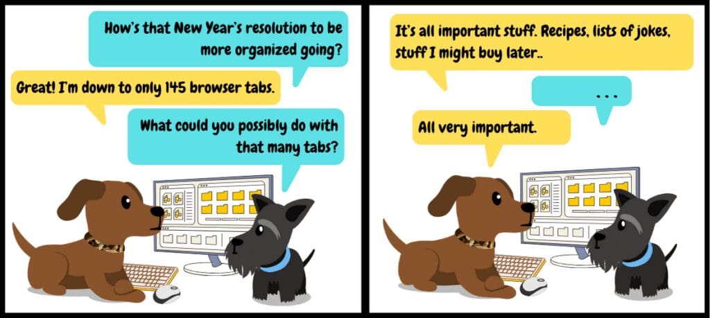 a cartoon of two dogs and a computer.